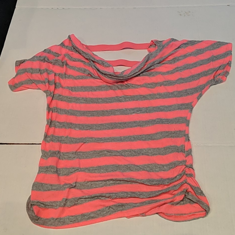 Real low back pick and gray striped top